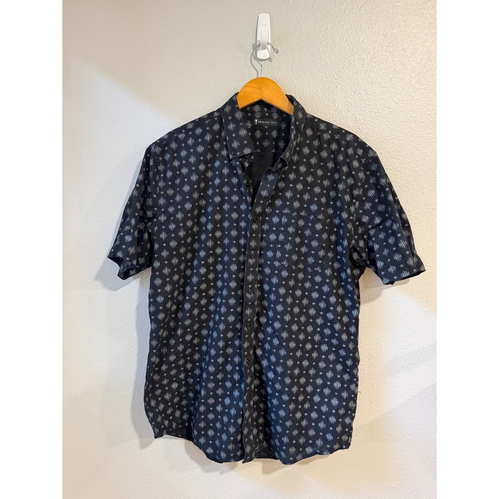 American Tall Button Down Shirt Men's XL Tall Black Geometric Summer Golf